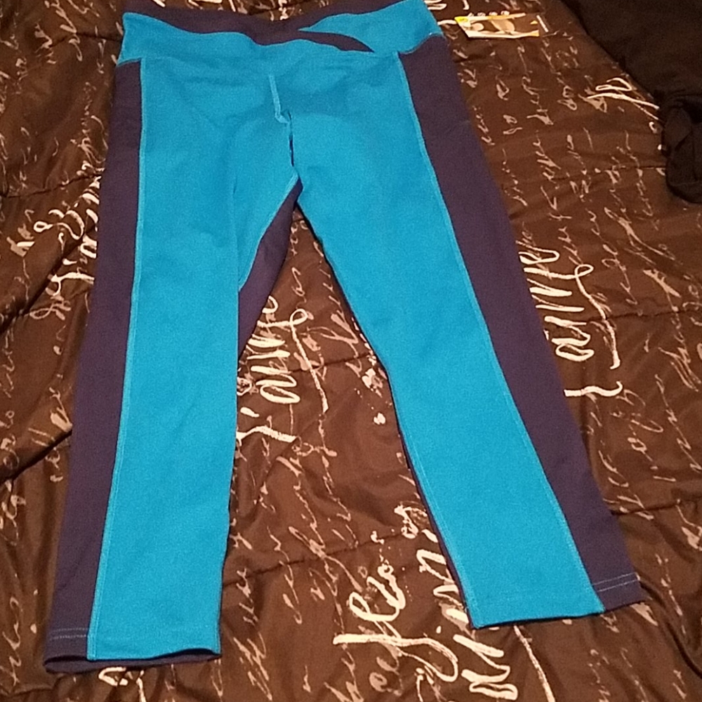 Blue and black leggings